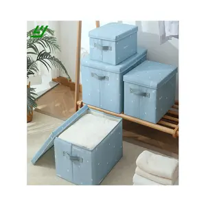 Scatola di stoccaggio di grande capacità con coperchio per uso domestico scatola di immagazzinaggio pieghevole per abbigliamento pieghevole scatola portaoggetti per lavanderia Organizer