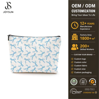 JOYSUN Coquette Tendance Preppy – Trousse de Maquillage Légère en Lin avec Fermeture Éclair et Nœud, Sac de Rangement Portable pour Articles de Toilette