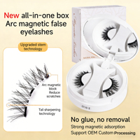 Kit de cils tout-en-un, une paire de faux cils moelleux et d'apparence naturelle avec bande noire magnétique résistante sans colle, facile à appliquer
