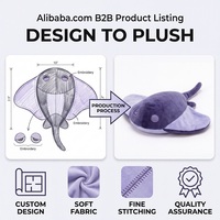 Peluche Raie Manta Violette Personnalisée, Jouet en Peluche Doux, Figurine Animale Marine, Décoration Maison, Faible MOQ, Fournisseur de Services OEM ODM