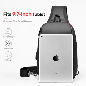 Sac à bandoulière pour homme avec chargement USB, en PVC résistant à l'eau, avec plusieurs poches et compartiment pour tablette 9,7 pouces - Product Image 5