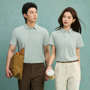 เสื้อโปโลแขนสั้นผ้าคอตตอนไอซ์ซิลค์ ระบายอากาศได้ดี น้ำหนัก 185 กรัม คอปกถักแบบเรียบ สีตัดกัน สไตล์ลำลอง ใส่ได้ทั้งชายและหญิง รับสกรีนโลโก้ - Product Image 2