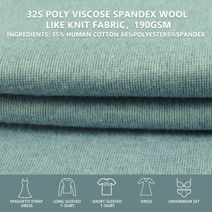 Tela de punto tipo lana 32S de poliviscosa y spandex, 175 cm de ancho, 190 g/m², suave y elástica para prendas de moda. - Product Image 1
