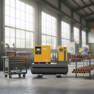 Compresor de Aire Industrial Mini de 15kw 20hp 220V Monofásico, Refrigerado por Aire, Tipo Tornillo Rotatorio con Bomba y Motor - Product Image 2