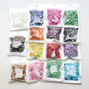 朱碧8250支圆形玻璃珠套装种子珠15色花式图案水晶珠手链制作DIY工艺品
