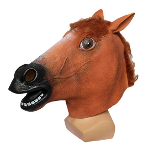 Máscara de cabeza de caballo, disfraz de animal de látex, talla única, para Halloween, accesorios para fiestas de cosplay - Product Image 3