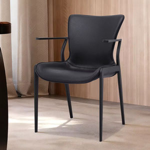 Chaise de salle à manger minimaliste moderne avec revêtement en cuir de selle, chaise de restaurant et d'hôtel, structure métallique durable, <span class=keywords><strong>fauteuil</strong></span> au design luxueux - Product Image 4