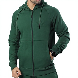 Conjunto Deportivo de Dos Piezas para Hombre, Color Verde Bosque Oscuro, con Capucha y Cremallera Completa, Transpirable, Pantalones Deportivos, Estilo Casual - Product Image 5