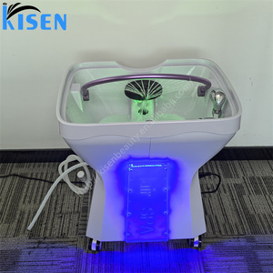 อ่างสระผมคุณภาพดีสวยงาม ยี่ห้อ Kisen พร้อมหัวสปาถอดได้ ไฟ LED สีม่วง รูปทรงโค้งงอ ใช้งานง่าย เหมาะสำหรับร้านเสริมสวยขนาดเล็กและใช้ในบ้าน - Product Image 3