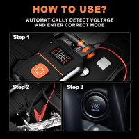 Powerbank Starter Mobil Portabel, Pompa Udara, Perlengkapan Darurat, Kit Perkakas untuk Truk dan Motor, 2400A Peak, Anti Percikan Api