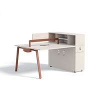 Estación de Trabajo Moderna de Doble Pantalla para Oficina: Escritorio Modular para 2-8 Personas con Cajones Integrados para Archivos, Ideal para Oficinas Corporativas y Financieras