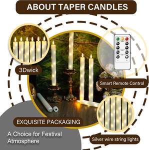 Vela Eléctrica con Llama Móvil a Pilas, 20 cm de Largo, Vela Cónica con Sensor LED, Llama Realista sin Fuego, con Control Remoto - Product Image 5