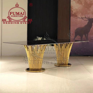 โต๊ะกระจกสีดำสำหรับงานแต่งงานโต๊ะกระจกด้านบนพร้อมกรอบสแตนเลสโต๊ะยาวสำหรับงานเลี้ยงอาหารค่ำงานแต่งงาน - Product Image 5