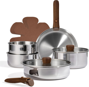 <span class=keywords><strong>Set</strong></span> di Pentole in Acciaio Inox Tri-Ply da 13 Pezzi con Manico Staccabile, <span class=keywords><strong>Set</strong></span> da Cucina per Induzione e Campeggio - Product Image 1