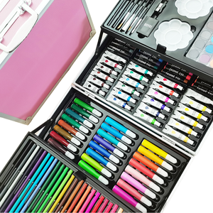 Meilleures ventes 2025 - Ensemble de papeterie artistique de 145 pièces pour enfants - Crayons de couleur - Cadeau pour les arts et l'artisanat - Product Image 1