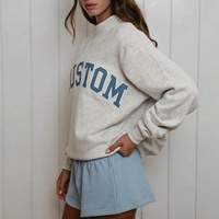 Sweat à capuche surdimensionné en coton pour femme, brodé sur mesure, col rond, tricoté, design de créateur, ensemble unisexe, personnalisation avec logo