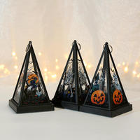 Lanterne à vent triangulaire et carrée, nouvelle collection 2026, idéale pour la décoration de table de fête d'Halloween, accessoire et cadeau très demandés