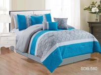 6 pièces 8 pièces de Rayure de luxe microfibre Ensemble de Couette ensemble drap contour lit dans un sac