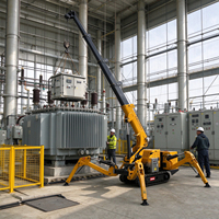 Mini-grue araignée sur chenilles de 4 tonnes avec flèche télescopique hydraulique de 11,6 m de rayon maximal pour le levage de panneaux de mur-rideau en verre sur toiture