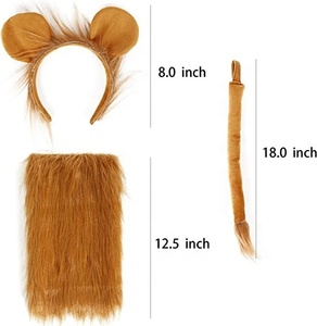 Kit d'accessoires de déguisement Lion Marron pour Enfants : Bandeau en Peluche, Queue et Manchons de Bottes - Product Image 2