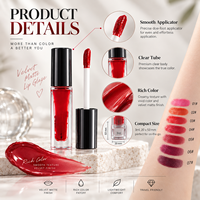 Teinte à lèvres mate douce RTS 7ml, 3-en-1 pour lèvres, joues et yeux, waterproof, longue tenue, 4 teintes, faible MOQ 2 pièces, vente en gros, logo personnalisé