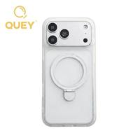 Coque de téléphone magnétique invisible Pure Color avec anneau pour iPhone 17 16 15 Pro Max, antichoc, support intégré, coque arrière