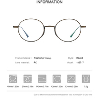 Gafas Borregls de Titanio Puro para Hombre, Montura Redonda de Diseño, Marca Nueva 2025, Ligeras, Estilo Japonés, Modelo 185717