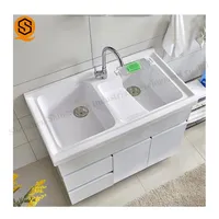Di alta qualità Acrilico Superficie Solida vasca lavanderia con washboard
