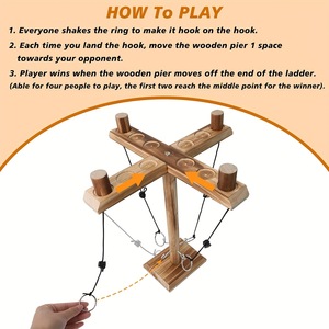 Jeu <span class=keywords><strong>de</strong></span> lancer <span class=keywords><strong>de</strong></span> croix et d'anneaux en bois pour 4 joueurs, style rustique brûlé, jeu <span class=keywords><strong>de</strong></span> table pour fête <span class=keywords><strong>de</strong></span> famille - Product Image 4