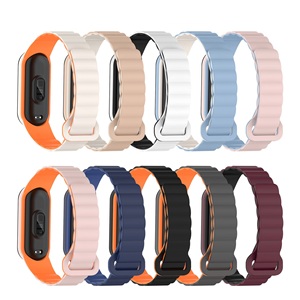 สายนาฬิกาซิลิโคนแม่เหล็กสำหรับ <span class=keywords><strong>Xiaomi</strong></span> <span class=keywords><strong>Mi</strong></span> <span class=keywords><strong>band</strong></span> <span class=keywords><strong>7</strong></span> 6 5 4 3สีคู่ - Product Image 3