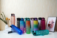 2022 portátil a prueba de fugas reutilizable minimalista deporte plástico gimnasio 1 litro motivacional 32oz boca ancha tritan botella de agua estética