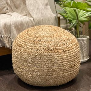Pouf pouf tressé naturel confortable bohème jute chanvre sièges décontractés fabriqués à la main pour meubles de chambre à coucher bureau à domicile - Product Image 4