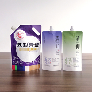 Bolsa de Plástico con Boquilla y Base Plana, Impresa a Medida, de Grado Alimenticio, para Agua Potable, Leche, Yogur, Sake, Baijiu, <span class=keywords><strong>Shochu</strong></span> - Product Image 1