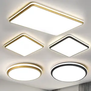 Modern tavan lambası ev dikdörtgen oturma odası çalışma yatak odası lambası ışık lüks altın siyah yuvarlak kare led tavan ışıkları