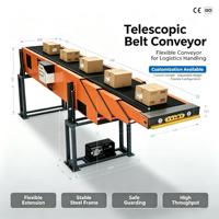 Convoyeur à bande télescopique portable, ligne de convoyage extensible pour le chargement et le déchargement de marchandises, équipement de manutention d'entrepôt