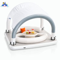 Île flottante gonflable haut de gamme avec auvent, table de salon ronde, pont flottant pour yacht, club, lac, plage, complexe hôtelier