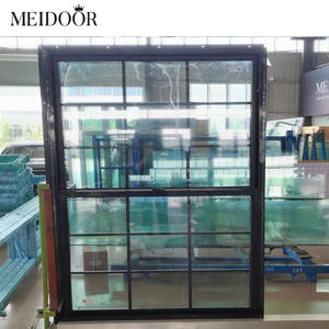 Fenêtre en aluminium à <span class=keywords><strong>double</strong></span> <span class=keywords><strong>vitrage</strong></span> à rupture de pont thermique, moderne, commerciale, extérieure, antivol, coupe-vent, grande, à guillotine, pour bâtiment - Product Image 3