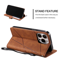 Casing ponsel dompet Flip PU + iphone, casing ponsel kulit modis mewah TPU + dompet Flip untuk iphone 17 16 15 14 13 12 Pro 14 13 12 11