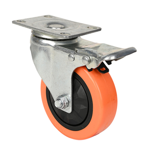 Hochfeste Markt wagen verriegelung Nachlauf pu Service wagen Wagen 4 Zoll drehbare orange Lenk rollen mit Staubs chutz - Product Image 3