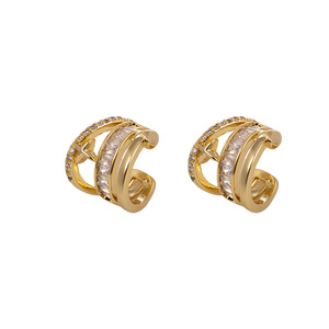 Clip-on <b>Earrings</b> Gold Zircon Star Geometric Design For Women Without <b>Pierced</b> Ears Fashion Jewelry - Product Image 5