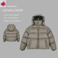 Veste bomber matelassée brillante de haute qualité pour l'hiver, coupe courte, à capuche, zippée, imperméable, pour fabricants en gros