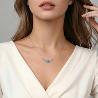Collier chaîne à maillons en argent sterling 925 avec pierres précieuses turquoise et topaze bleue, bijoux minimalistes pour femmes, bijoux de fête