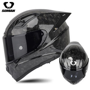Casque de course intégral en fibre de carbone SOMAN X8 Professional pour hommes et femmes, nouveau graphisme, moto, quatre saisons, double D DOT - Product Image 4