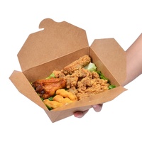 Boîte à emporter en papier kraft de qualité alimentaire, boîte à emporter pour la restauration rapide, conteneur jetable écologique pour les hamburgers, les salades, les aliments frits