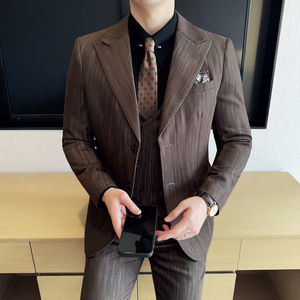 Wholesale Customization Costume Homme Italian Business Slim Fit <strong>3</strong> Pieces Groom <strong>Prom</strong> Tuxedos Groomsmen Blazer Suit - Product Image 2