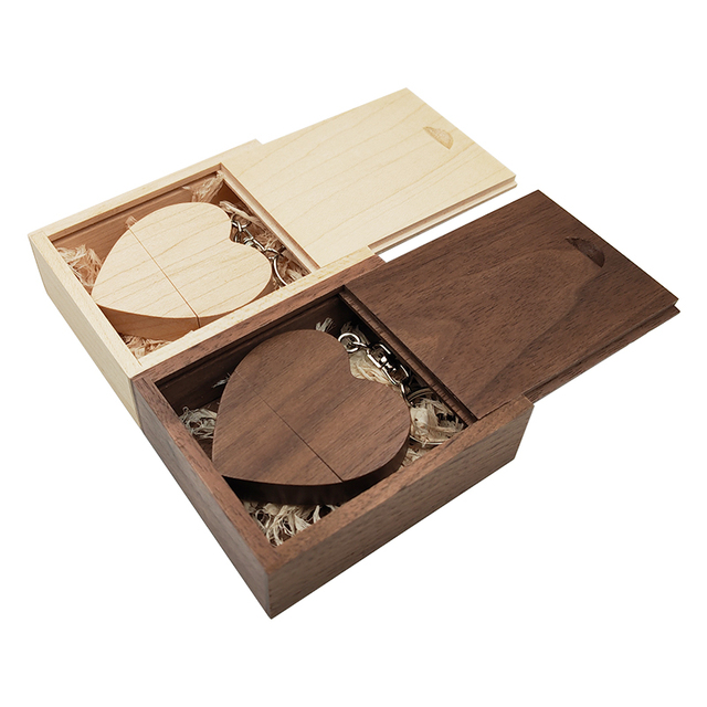 Wholesale Wooden Heart-Shaped USB Flash Drive with Custom Logo Personalized Wood USB Drive 8GB 16GB 32GB Pendrive USB 64GB 128GB