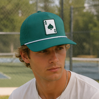 Casquette de golf personnalisée verte à 5 panneaux, perforée au laser, respirante, brodée, avec fermeture snapback, OEM