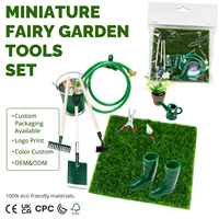 En gros, Ensemble d'outils de jardin pour maison de poupée à l'échelle 1:12, en métal véritable, fer et bois, pour décoration de jardin féerique, micro-paysage DIY, et ensembles de bottes en herbe de 15 cm