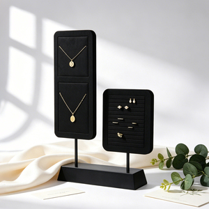 JINSKY Jewelry <b>Display</b> Stand Set Black Velvet Necklace Earring Holder Showcase Rack for Store or Home Use - Product Image 5