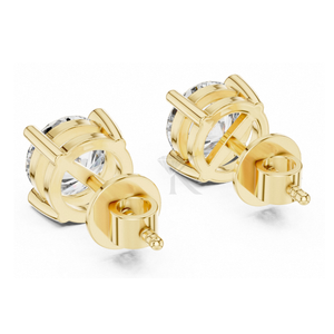 Pendientes de Diamantes Redondos Esenciales con Engaste de Corona de 6 Puntas y Cierres de Rosca Seguros, Elegantes y Minimalistas - Product Image 2